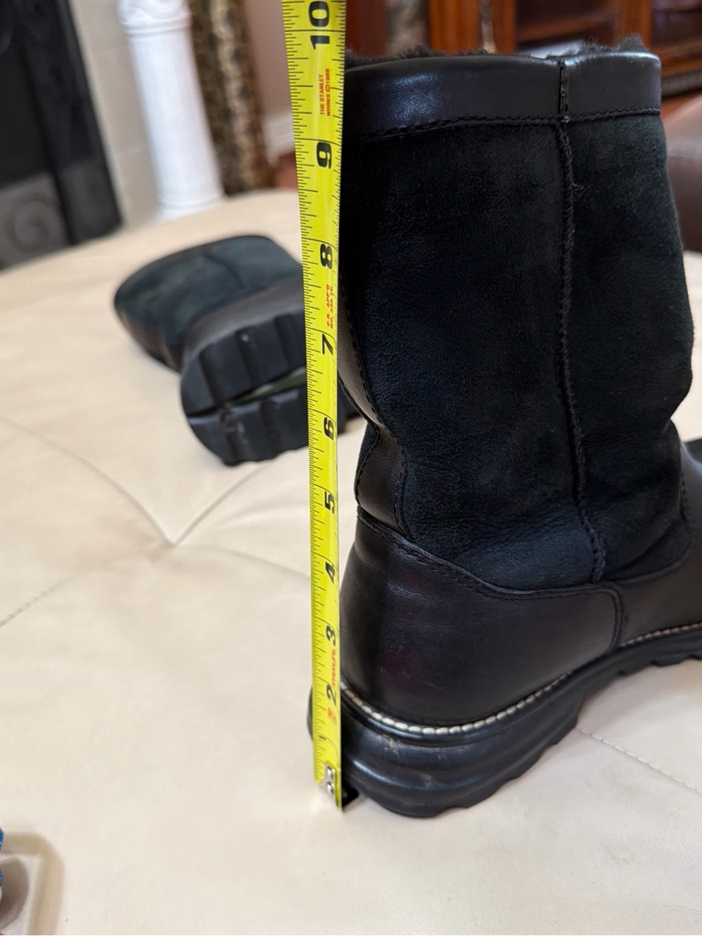 Women's Black Ugg Leather & Suede Mid-Calf Boot, Size 8